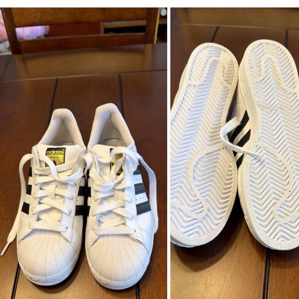Adidas Kids White and Black Sneakers Big Kids Size 4.5